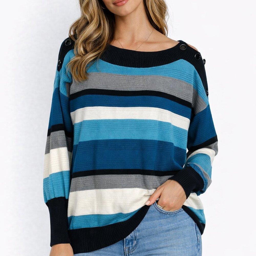 New York & Company Multicolor Striped Sweater